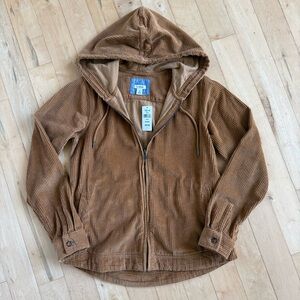 L.L. BEAN Corduroy Soft Full Zip with Pockets in Saddle Brown Size XS